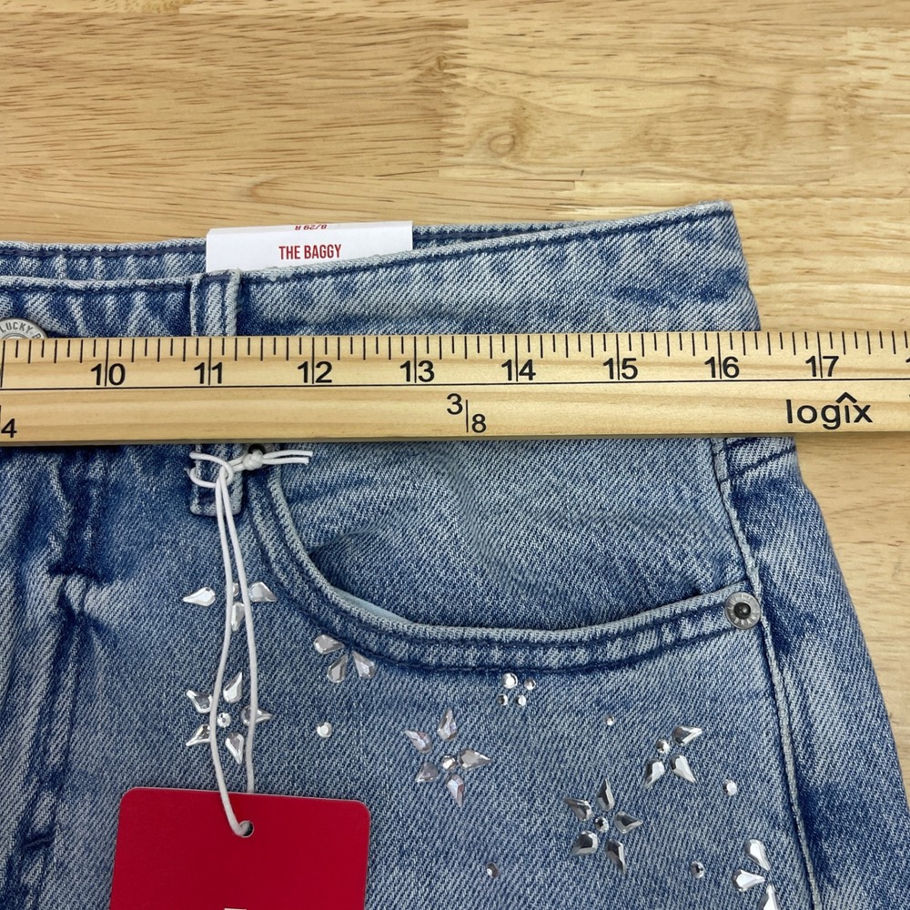 NEW Lucky Brand The Baggy Wide Leg Crystal Studded High-Rise Womens 8/29 R $129 - Picture 5 of 16